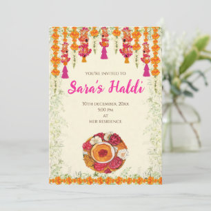 Invitations à la cérémonie Haldi du mariage indien