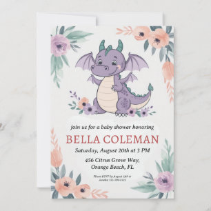 invitations à la douche bébé dragon mignonne