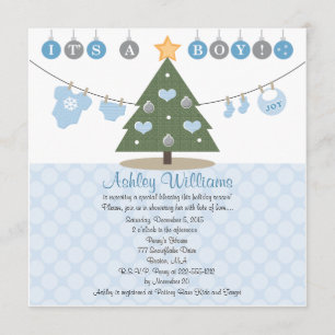 Invitations à la douche Bleue Noël