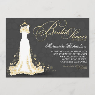 invitations à la douche nuptiale avec robe mariage