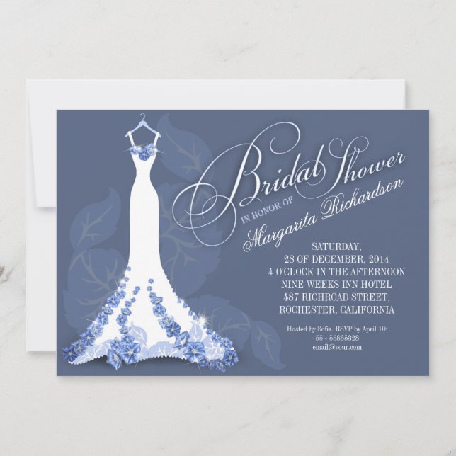 invitations à la douche nuptiale avec robe mariage (Devant)