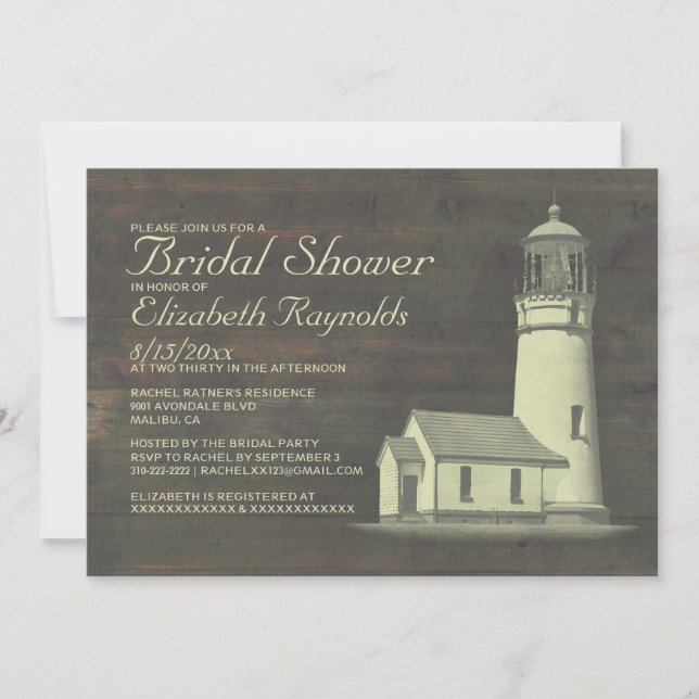 Invitations à la douche nuptiale du vieux phare (Devant)