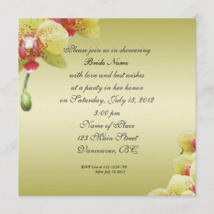 invitations à la douche nuptiale.fleurs d'orchidée