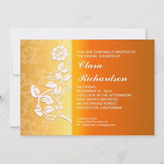 invitations à la douche nuptiale jaune (Devant)