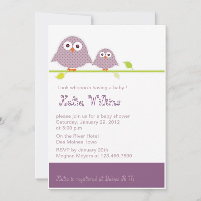Invitations à la douche pour bébés et à la moma po (Devant)