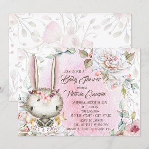 Invitations à la douche pour bébés lapin lapin de
