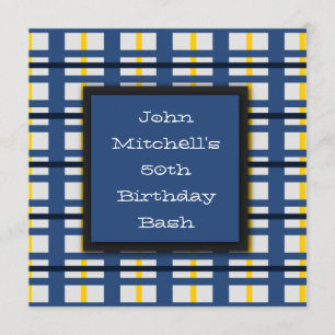 Invitations à la fête d'anniversaire Blue Plaid