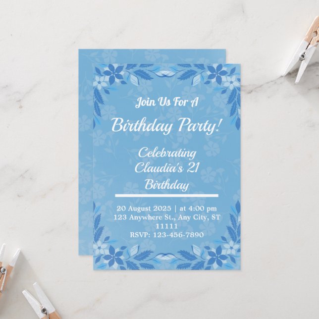 invitations à la fête d'anniversaire Bluey (Devant/Arrière en situation)