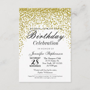 Invitations à la fête d'anniversaire Confetti Gold