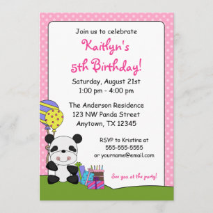 Invitations à la fête d'anniversaire Cute Panda