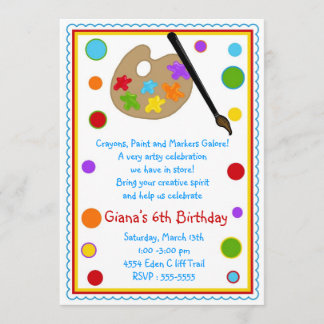 Invitations à la fête d'anniversaire d'Art Paint C
