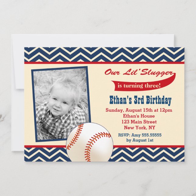 Invitations à la fête d'anniversaire de baseball (Devant)