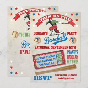Invitations à la fête d'anniversaire de baseball v