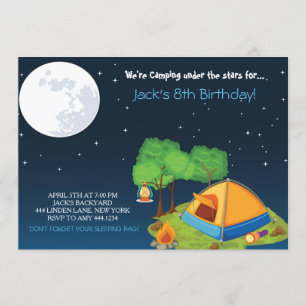 Invitations à la fête d'anniversaire de camping
