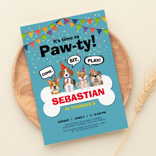 invitations à la fête d'anniversaire de chien chio