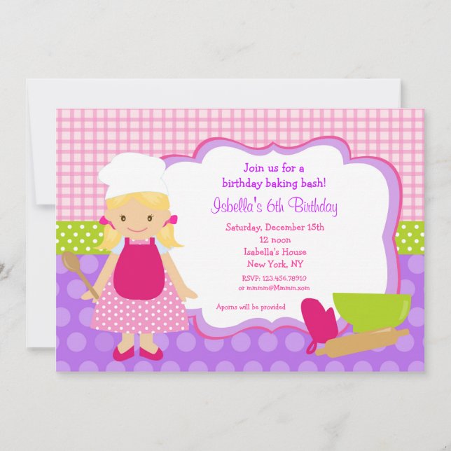 Invitations à la fête d'anniversaire de Cuisine Ba (Devant)