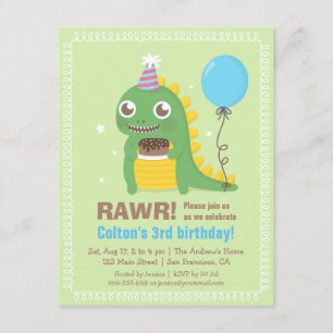 Invitations à la fête d'anniversaire de Cute Dinos