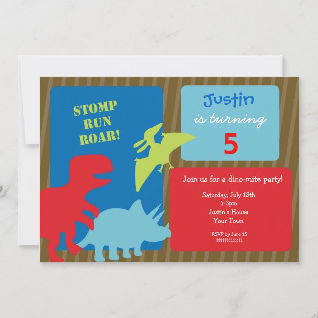 Invitations à la fête d'anniversaire de Dinosaur (Devant)