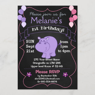 Invitations à la fête d'anniversaire de Hippo