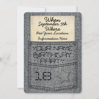 Invitations à la fête d'anniversaire de Jeans Pock
