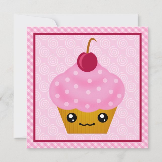 Invitations à la fête d'anniversaire de Kawaii Cup (Devant)