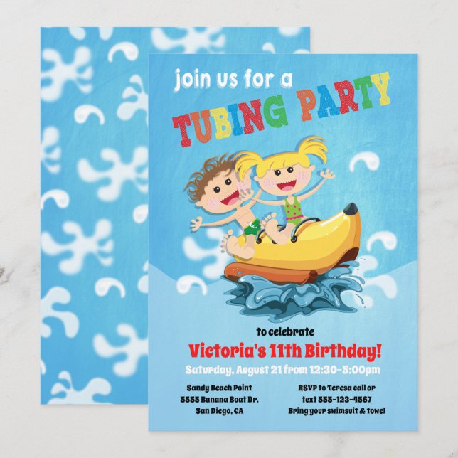 Invitations à la fête d'anniversaire de la banane  (Devant / Derrière)
