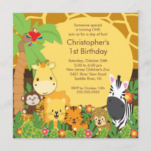 Invitations à la fête d'anniversaire de la Jungle