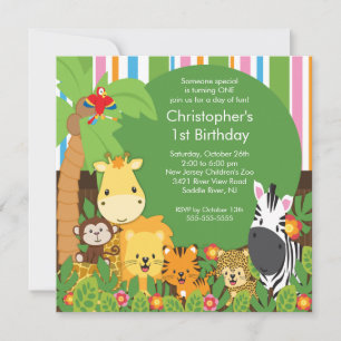 Invitations à la fête d'anniversaire de la Jungle