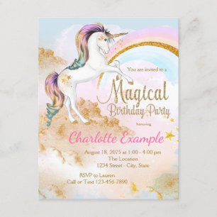 Invitations à la fête d'anniversaire de la licorne