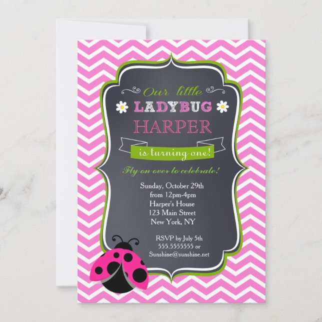 Invitations à la fête d'anniversaire de Ladybug (Devant)