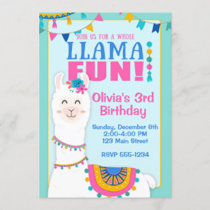 Invitations à la fête d'anniversaire de Llama