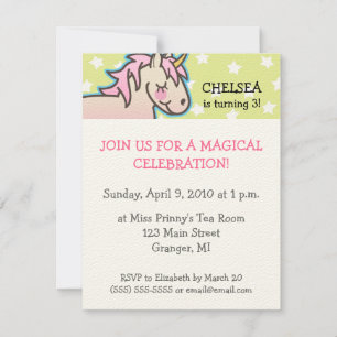Invitations à la fête d'anniversaire de l'Unicorne