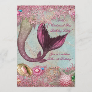 Invitations à la fête d'anniversaire de Mermaid Po