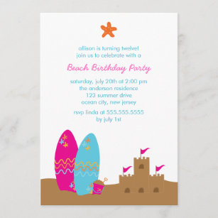 Invitations à la fête d'anniversaire de plage