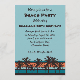 Invitations à la fête d'anniversaire de Retro Beac