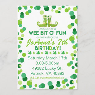 Invitations à la fête d'anniversaire de Saint-Patr