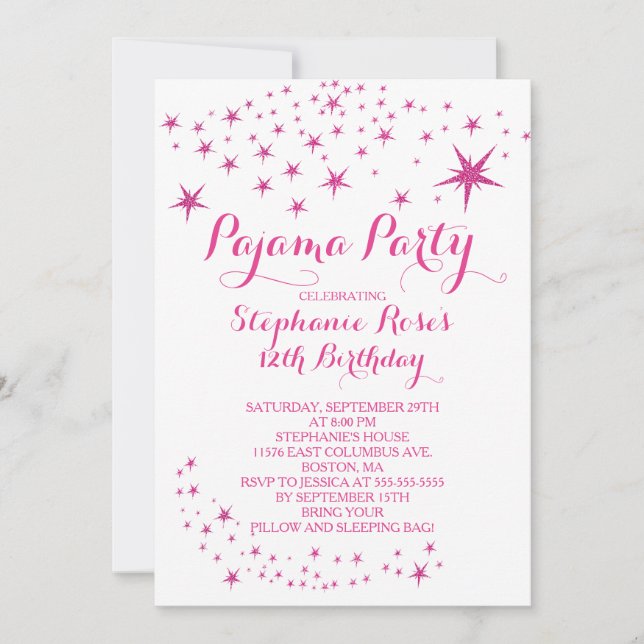 Invitations à la fête d'anniversaire de Star Sleep (Devant)