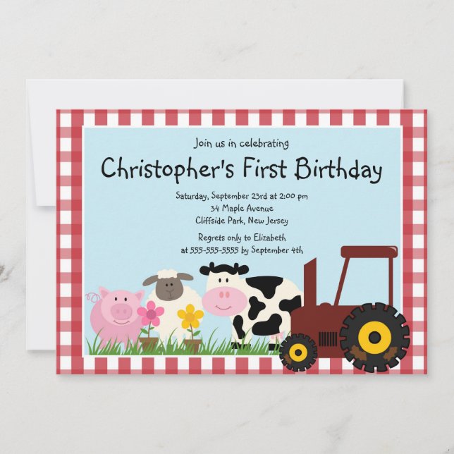 Invitations à la fête d'anniversaire des animaux d (Devant)