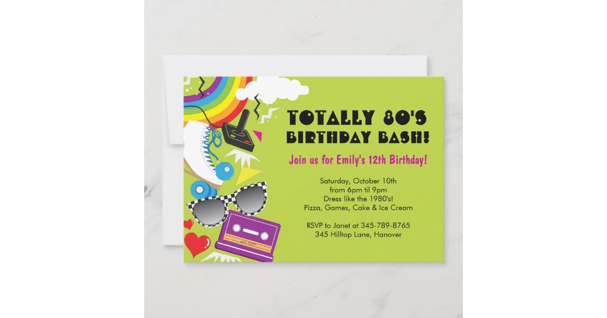 Invitations A La Fete D Anniversaire Des Annees 80 Zazzle Fr