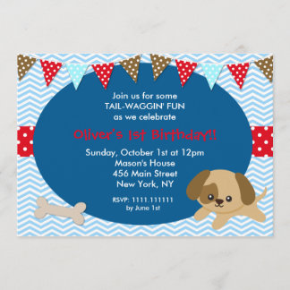 Invitations à la fête d'anniversaire des Chiots