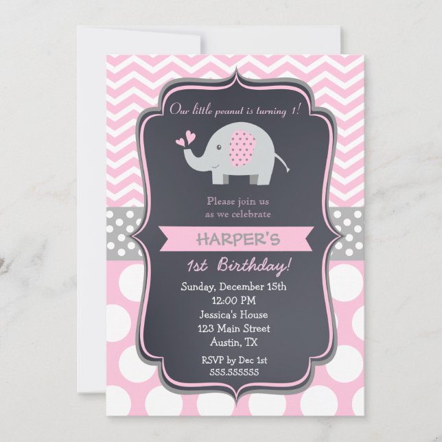 Invitations à la fête d'anniversaire des éléphants (Devant)