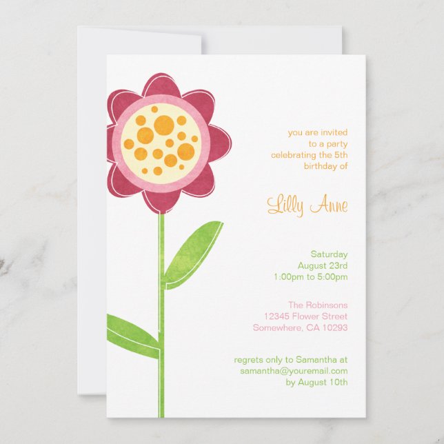Invitations à la fête d'anniversaire des Filles au (Devant)