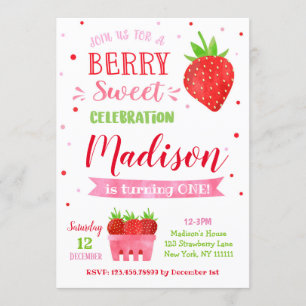 Invitations à la fête d'anniversaire des fraises