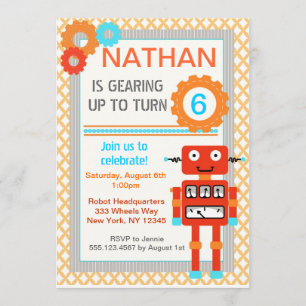 Invitations à la fête d'anniversaire des robots -