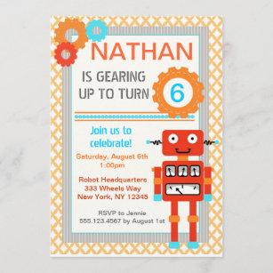 Invitations Faire Part Cartes Anniversaire Avec Robots Zazzle Fr