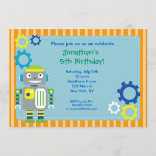 Invitations à la fête d'anniversaire des robots