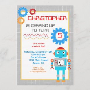 Invitations à la fête d'anniversaire des robots