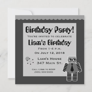 Invitations à la fête d'anniversaire des robots Ge