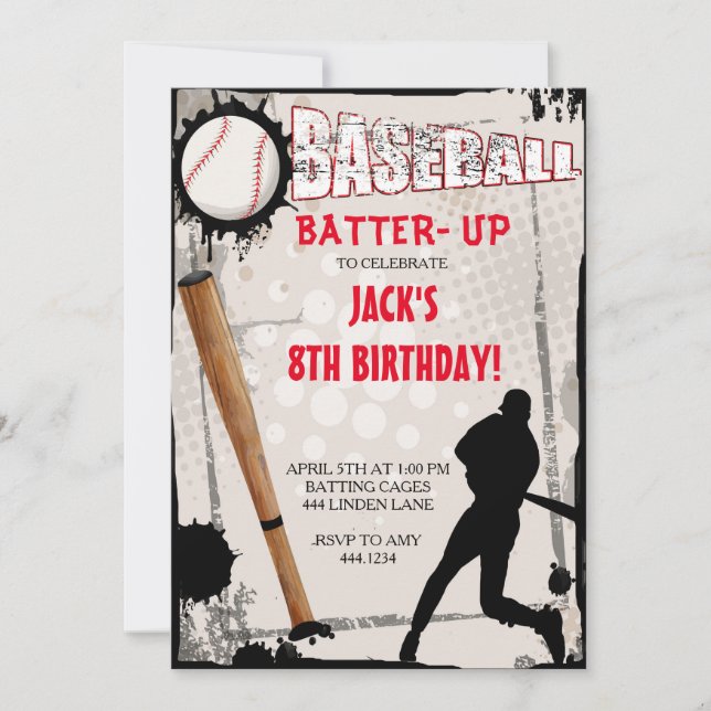 Invitations à la fête d'anniversaire du baseball s (Devant)