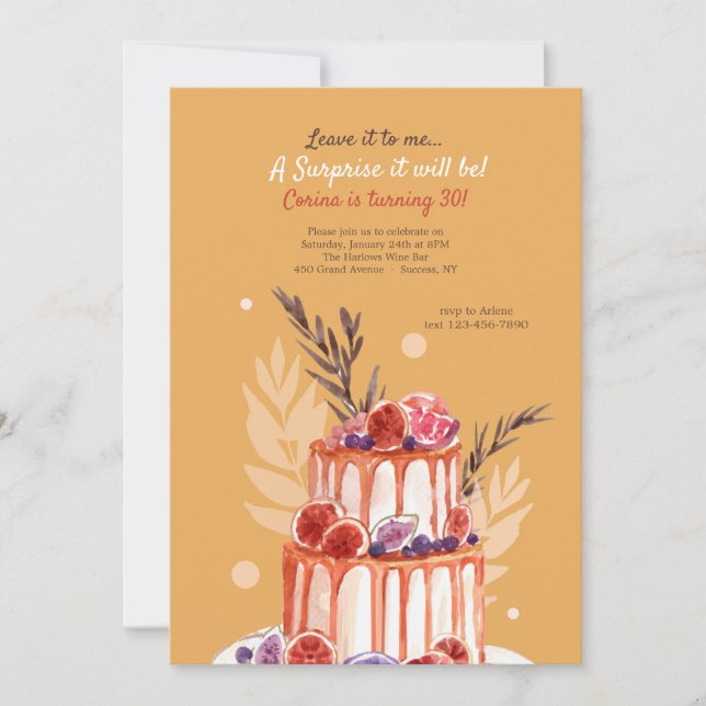 Invitations à la fête d'anniversaire du gâteau sur (Devant)
